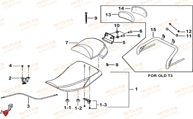 Selle AZMOTORS Pieces TGB BLADE 550 LT FI 4x4 (2016) (No Serie RFCLTGLTA...Type FTG-HDLE)