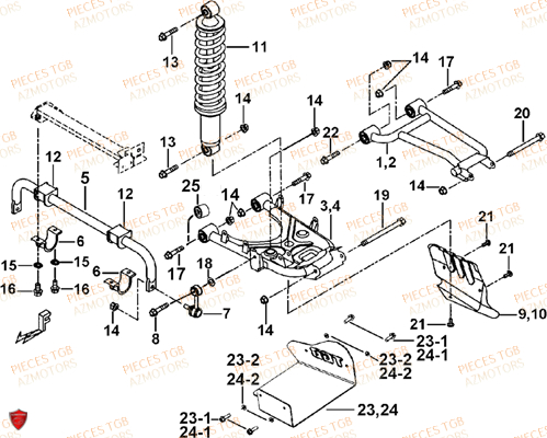 Suspension Arriere AZMOTORS Pieces TGB BLADE 550 LT FI 4x4 (2016) (No Serie RFCLTGLTA...Type FTG-HDLE)