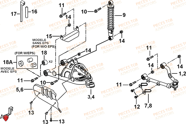 Suspension Avant AZMOTORS Pieces TGB BLADE 550 LT FI 4x4 (2016) (No Serie RFCLTGLTA...Type FTG-HDLE)