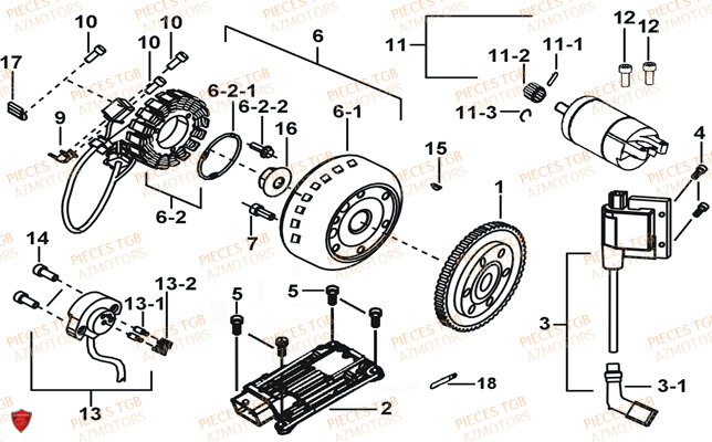 Systeme Electrique 1 AZMOTORS Pieces TGB BLADE 550 LT FI 4x4 (2016) (No Serie RFCLTGLTA...Type FTG-HDLE)