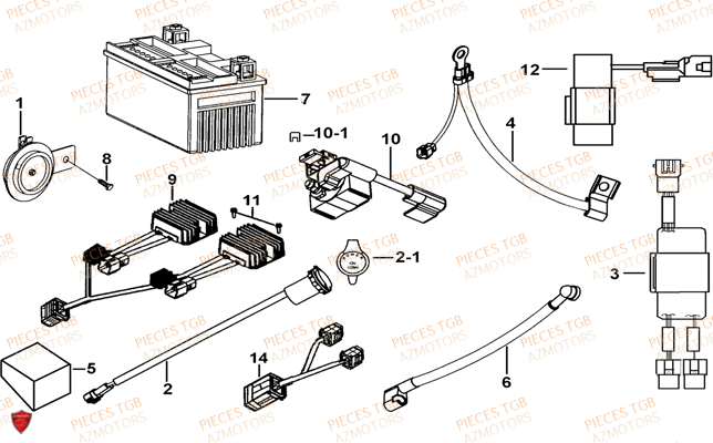 Systeme Electrique 3 AZMOTORS Pieces TGB BLADE 550 LT FI 4x4 (2016) (No Serie RFCLTGLTA...Type FTG-HDLE)