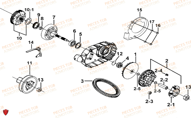 Variateur AZMOTORS Pieces TGB BLADE 550 LT FI 4x4 (2016) (No Serie RFCLTGLTA...Type FTG-HDLE)