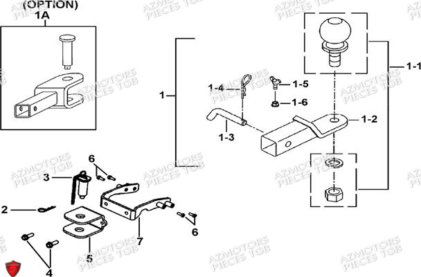 Attelages Option AZMOTORS Pieces TGB BLADE 550 SE EPS (No Serie RFCFBGFTP... ET RFCFTGTBA... Type: FTG-HDE)

