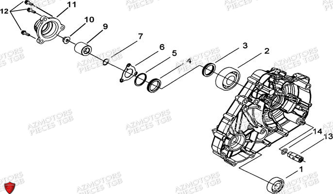 Cache Carter Moteur Gauche 1 AZMOTORS Pieces TGB BLADE 550 SE EPS (No Serie RFCFBGFTP... ET RFCFTGTBA... Type: FTG-HDE)


