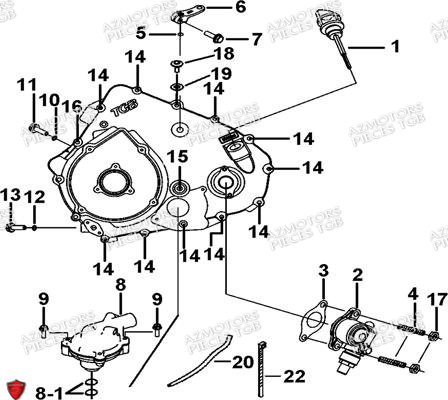 Cache Carter Moteur Gauche 2 AZMOTORS Pieces TGB BLADE 550 SE EPS (No Serie RFCFBGFTP... ET RFCFTGTBA... Type: FTG-HDE)

