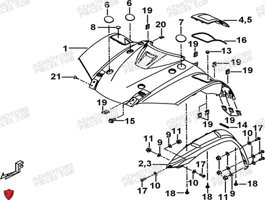Carrosserie Avant AZMOTORS Pieces TGB BLADE 550 SE EPS (No Serie RFCFBGFTP... ET RFCFTGTBA... Type: FTG-HDE)

