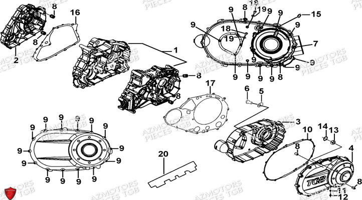 Carter Moteur AZMOTORS Pieces TGB BLADE 550 SE EPS (No Serie RFCFBGFTP... ET RFCFTGTBA... Type: FTG-HDE)

