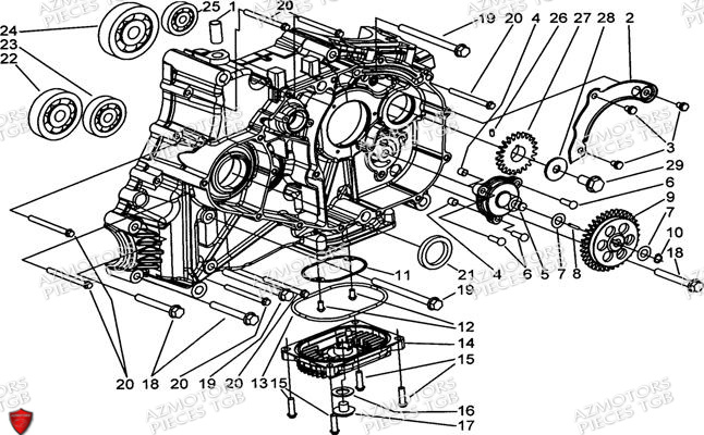 Carter Moteur Droit AZMOTORS Pieces TGB BLADE 550 SE EPS (No Serie RFCFBGFTP... ET RFCFTGTBA... Type: FTG-HDE)

