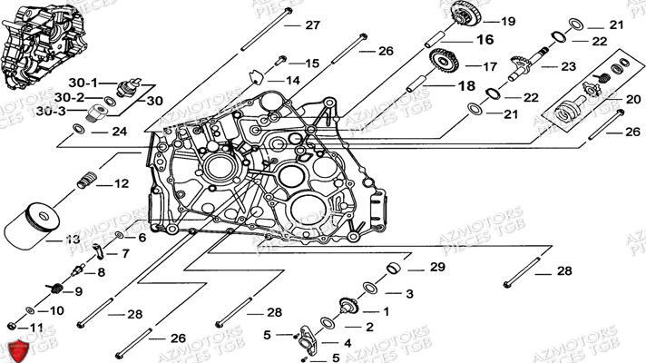 Carter Moteur Gauche 1 AZMOTORS Pieces TGB BLADE 550 SE EPS (No Serie RFCFBGFTP... ET RFCFTGTBA... Type: FTG-HDE)

