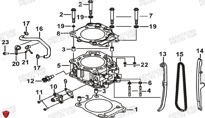 Cylindre AZMOTORS Pieces TGB BLADE 550 SE EPS (No Serie RFCFBGFTP... ET RFCFTGTBA... Type: FTG-HDE)

