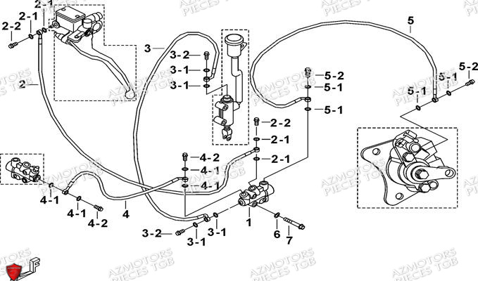 Distributeur Freinage Arriere AZMOTORS Pieces TGB BLADE 550 SE EPS (No Serie RFCFBGFTP... ET RFCFTGTBA... Type: FTG-HDE)

