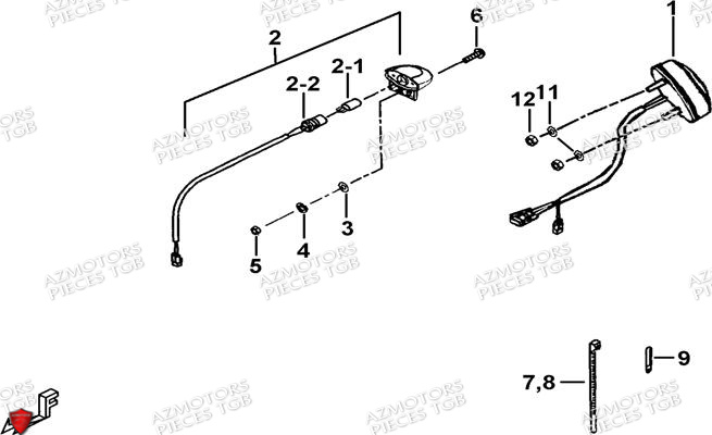 Eclairage Arriere AZMOTORS Pieces TGB BLADE 550 SE EPS (No Serie RFCFBGFTP... ET RFCFTGTBA... Type: FTG-HDE)

