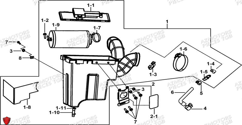 Ensemble Filtre A Air AZMOTORS Pieces TGB BLADE 550 SE EPS (No Serie RFCFBGFTP... ET RFCFTGTBA... Type: FTG-HDE)

