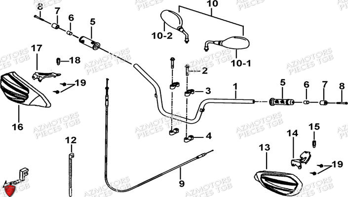 Guidon AZMOTORS Pieces TGB BLADE 550 SE EPS (No Serie RFCFBGFTP... ET RFCFTGTBA... Type: FTG-HDE)

