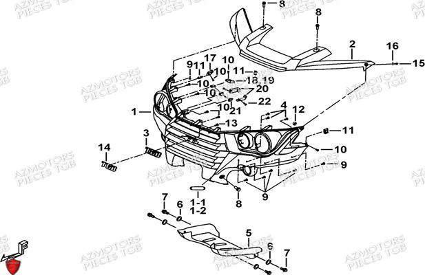 Pare Chocs AZMOTORS Pieces TGB BLADE 550 SE EPS (No Serie RFCFBGFTP... ET RFCFTGTBA... Type: FTG-HDE)


