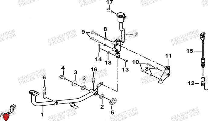 Pedale De Frein AZMOTORS Pieces TGB BLADE 550 SE EPS (No Serie RFCFBGFTP... ET RFCFTGTBA... Type: FTG-HDE)

