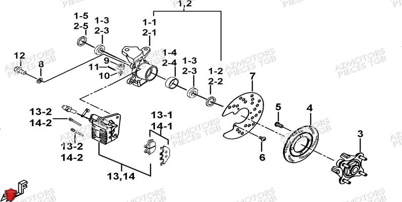 Porte Fusee De Direction AZMOTORS Pieces TGB BLADE 550 SE EPS (No Serie RFCFBGFTP... ET RFCFTGTBA... Type: FTG-HDE)

