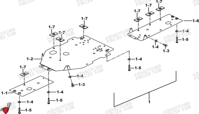 Protections Chassis Aluminium Option AZMOTORS Pieces TGB BLADE 550 SE EPS (No Serie RFCFBGFTP... ET RFCFTGTBA... Type: FTG-HDE)

