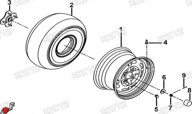 Roues Arriere AZMOTORS Pieces TGB BLADE 550 SE EPS (No Serie RFCFBGFTP... ET RFCFTGTBA... Type: FTG-HDE)

