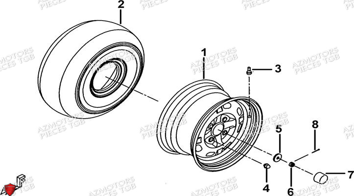 Roues Avant AZMOTORS Pieces TGB BLADE 550 SE EPS (No Serie RFCFBGFTP... ET RFCFTGTBA... Type: FTG-HDE)

