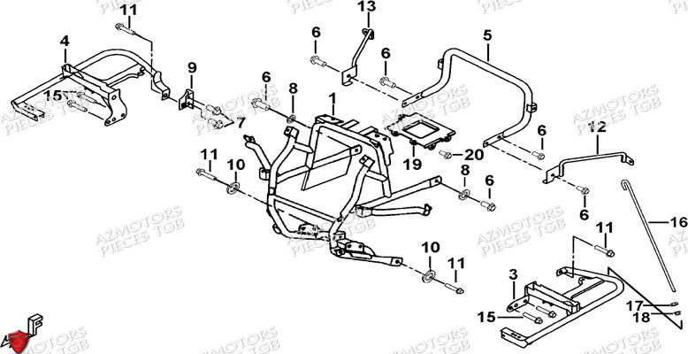 Support Pare Chocs AZMOTORS Pieces TGB BLADE 550 SE EPS (No Serie RFCFBGFTP... ET RFCFTGTBA... Type: FTG-HDE)

