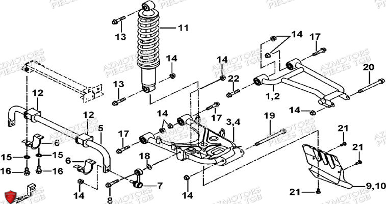 Suspension Arriere AZMOTORS Pieces TGB BLADE 550 SE EPS (No Serie RFCFBGFTP... ET RFCFTGTBA... Type: FTG-HDE)

