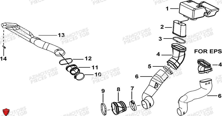 Systeme Admission AZMOTORS Pieces TGB BLADE 550 SE EPS (No Serie RFCFBGFTP... ET RFCFTGTBA... Type: FTG-HDE)

