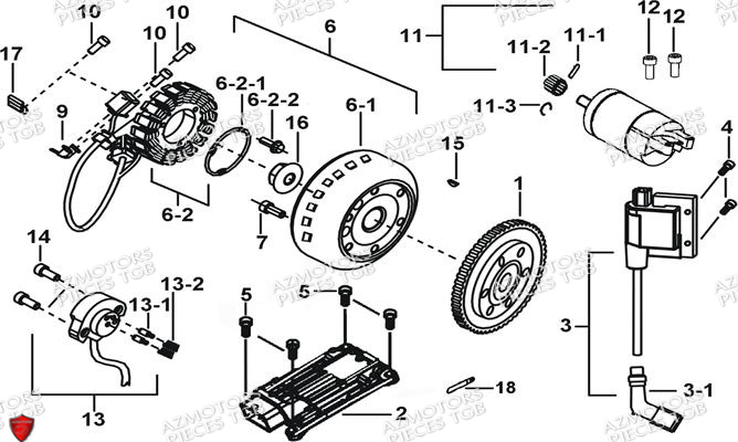 Systeme Electrique 1 AZMOTORS Pieces TGB BLADE 550 SE EPS (No Serie RFCFBGFTP... ET RFCFTGTBA... Type: FTG-HDE)


