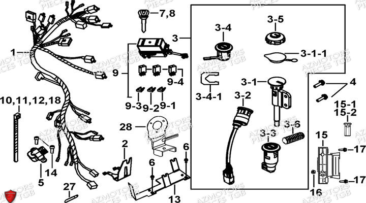 Systeme Electrique 2 AZMOTORS Pieces TGB BLADE 550 SE EPS (No Serie RFCFBGFTP... ET RFCFTGTBA... Type: FTG-HDE)

