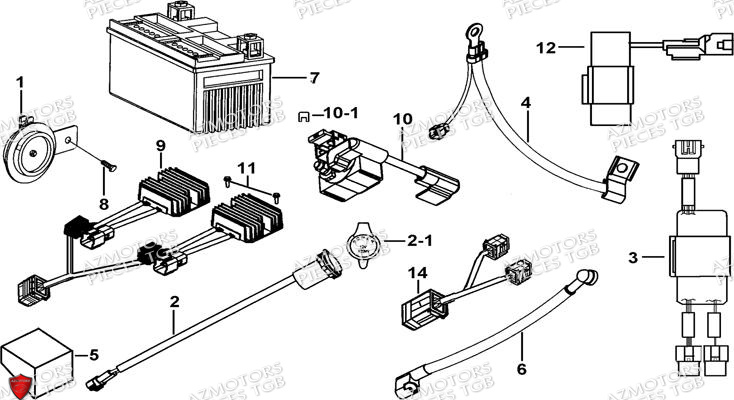 Systeme Electrique 3 AZMOTORS Pieces TGB BLADE 550 SE EPS (No Serie RFCFBGFTP... ET RFCFTGTBA... Type: FTG-HDE)

