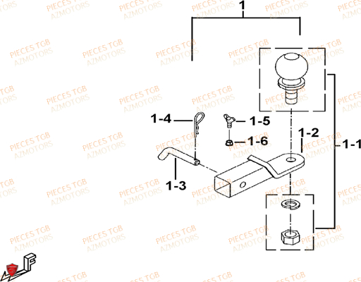 Attelage (option) AZMOTORS Pieces TGB BLADE 600 LTX EPS (No Serie RFCLTHTBC.. Type: FTH-JDLE)
