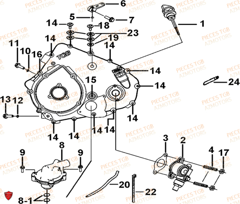 Cache Carter Moteur Gauche 2 TGB Pieces TGB BLADE 600 LTX EPS (No Serie RFCLTHTBC.. Type: FTH-JDLE)