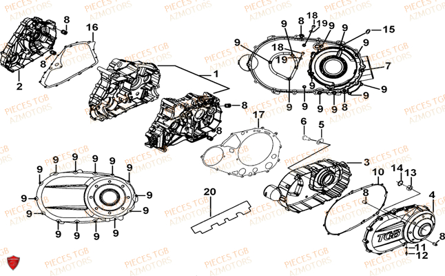 Carter Moteur TGB Pieces TGB BLADE 600 LTX EPS (No Serie RFCLTHTBC.. Type: FTH-JDLE)
