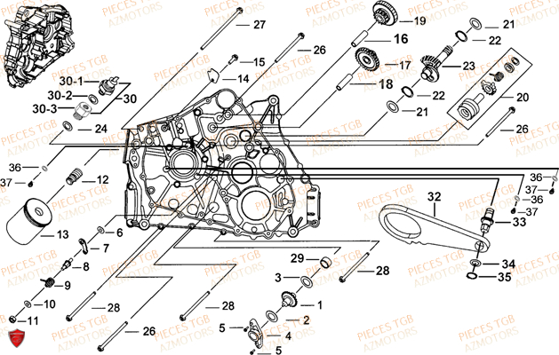 CARTER MOTEUR GAUCHE 1 AZMOTORS BLADE 600 LTX EPS