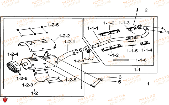 Echappement TGB Pieces TGB BLADE 600 LTX EPS (No Serie RFCLTHTBC.. Type: FTH-JDLE)