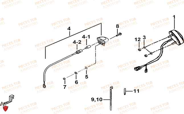 ECLAIRAGE ARRIERE AZMOTORS BLADE 600 LTX EPS