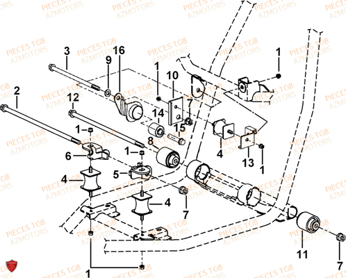 SUPPORTS MOTEUR TGB BLADE 600 LTX EPS