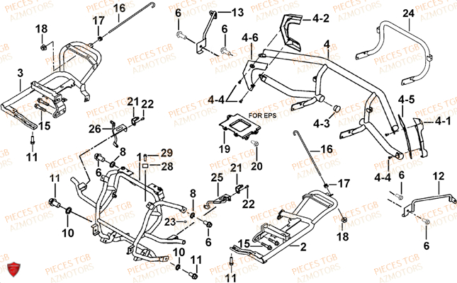 Support Pare Chocs TGB Pieces TGB BLADE 600 LTX EPS (No Serie RFCLTHTBC.. Type: FTH-JDLE)