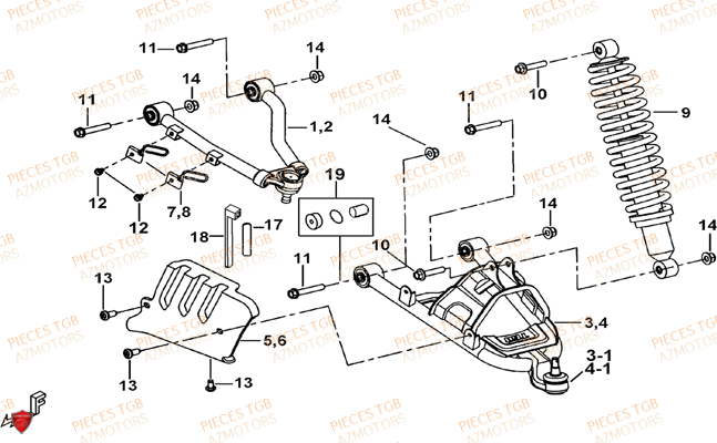 Suspension Avant TGB Pieces TGB BLADE 600 LTX EPS (No Serie RFCLTHTBC.. Type: FTH-JDLE)