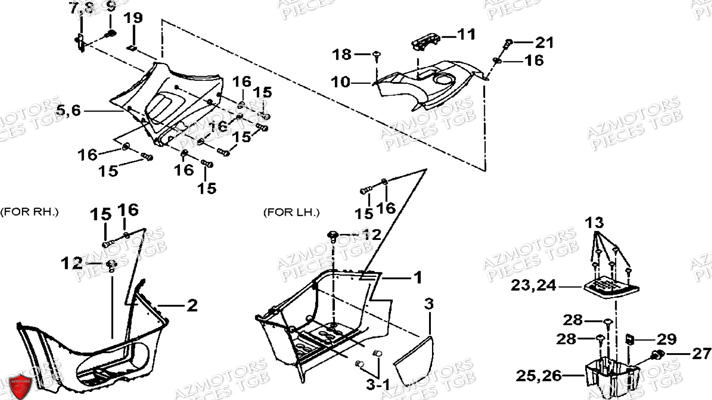 Axe Arriere AZMOTORS Pieces TGB BLADE 600 SE EPS (No Serie RFCFTHTBA.. ET RFCFTHTBC.. Type: FTH-HDE ET FTH-JDE)