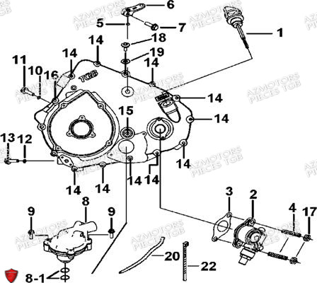 Cache Carter Moteur Gauche 2 AZMOTORS Pieces TGB BLADE 600 SE EPS (No Serie RFCFTHTBA.. ET RFCFTHTBC.. Type: FTH-HDE ET FTH-JDE)