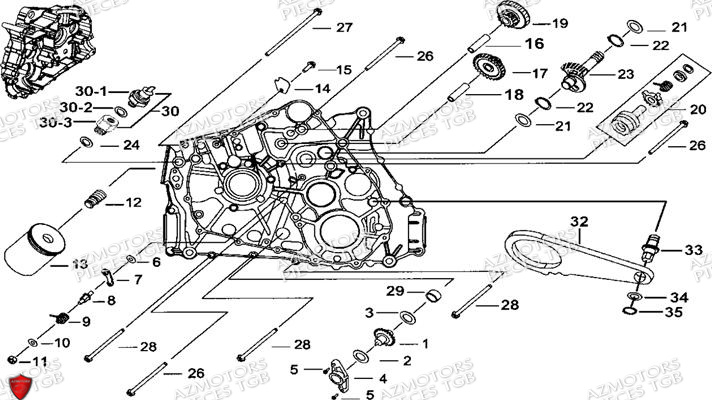 Carter Moteur Gauche 1 AZMOTORS Pieces TGB BLADE 600 SE EPS (No Serie RFCFTHTBA.. ET RFCFTHTBC.. Type: FTH-HDE ET FTH-JDE)