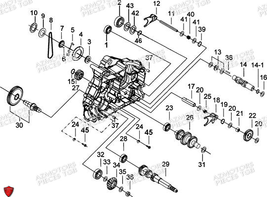 Carter Moteur Gauche 2 AZMOTORS Pieces TGB BLADE 600 SE EPS (No Serie RFCFTHTBA.. ET RFCFTHTBC.. Type: FTH-HDE ET FTH-JDE)