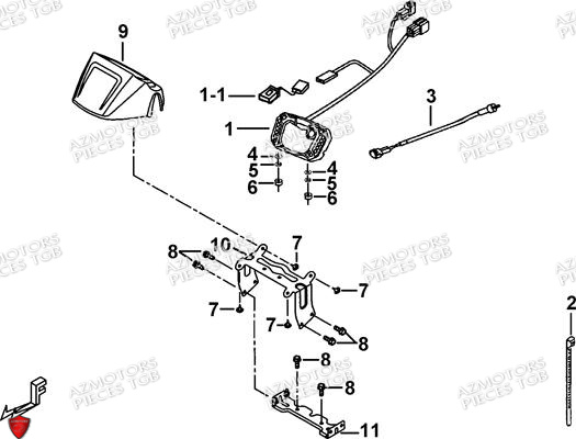 Compteur AZMOTORS Pieces TGB BLADE 600 SE EPS (No Serie RFCFTHTBA.. ET RFCFTHTBC.. Type: FTH-HDE ET FTH-JDE)