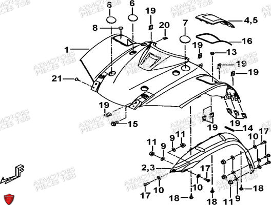 Distributeur Freinage Arriere AZMOTORS Pieces TGB BLADE 600 SE EPS (No Serie RFCFTHTBA.. ET RFCFTHTBC.. Type: FTH-HDE ET FTH-JDE)