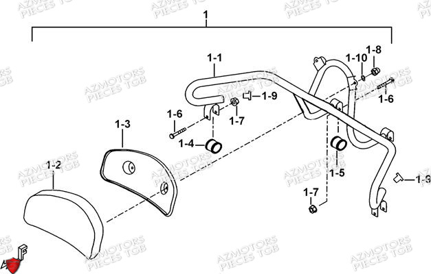 Dosseret Arriere Option AZMOTORS Pieces TGB BLADE 600 SE EPS (No Serie RFCFTHTBA.. ET RFCFTHTBC.. Type: FTH-HDE ET FTH-JDE)