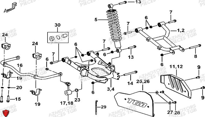 Eclairage Arriere AZMOTORS Pieces TGB BLADE 600 SE EPS (No Serie RFCFTHTBA.. ET RFCFTHTBC.. Type: FTH-HDE ET FTH-JDE)
