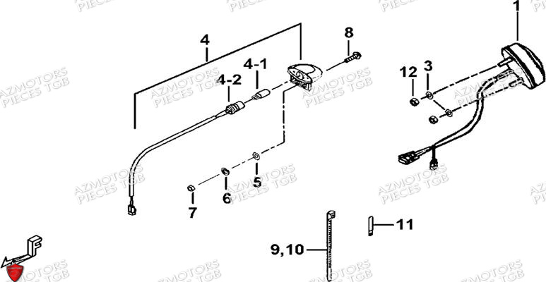Eclairage Avant AZMOTORS Pieces TGB BLADE 600 SE EPS (No Serie RFCFTHTBA.. ET RFCFTHTBC.. Type: FTH-HDE ET FTH-JDE)