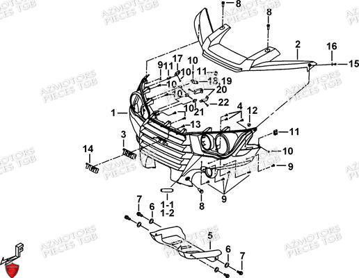 Ensemble Maitre Cylindre AZMOTORS Pieces TGB BLADE 600 SE EPS (No Serie RFCFTHTBA.. ET RFCFTHTBC.. Type: FTH-HDE ET FTH-JDE)