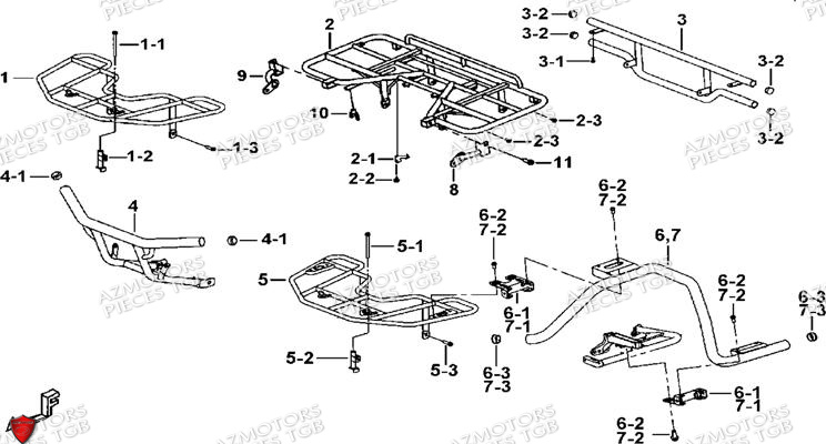 Marche Pied AZMOTORS Pieces TGB BLADE 600 SE EPS (No Serie RFCFTHTBA.. ET RFCFTHTBC.. Type: FTH-HDE ET FTH-JDE)